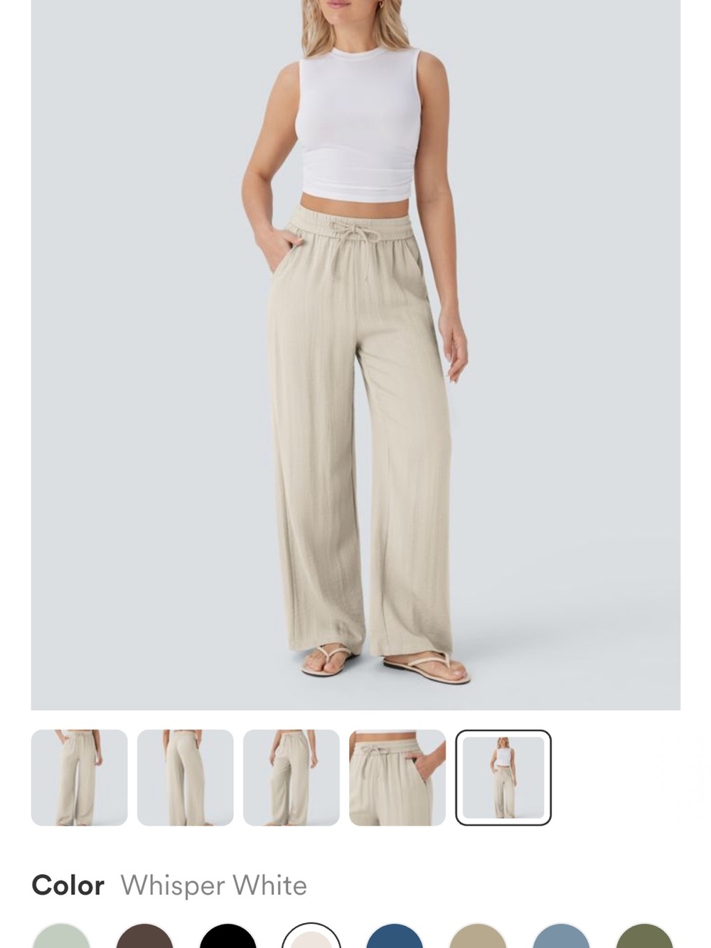 Halara Wrinkle resistant high waisted linen feel drawstring waist pants-2 pairs - Picture 2 of 6